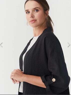 NWT MAGIC LINEN KIMONO Cardigan JACKET BANOS IN BLACK